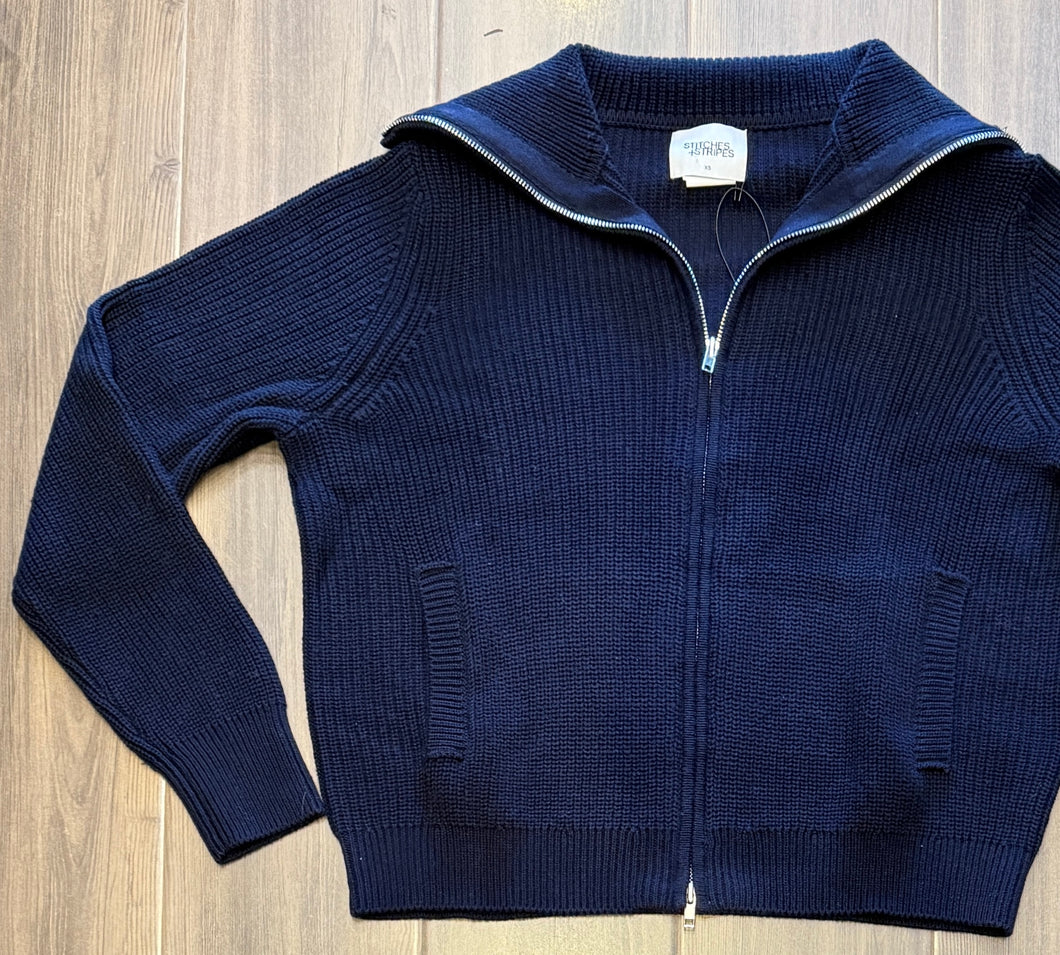 Stitches & Stripes - Laurie Full Zip Sweater - Cadet (Navy) – CAMI