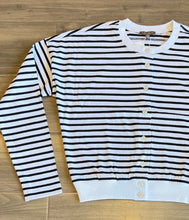 Load image into Gallery viewer, Lilla P - Rib Trim Cardigan - Navy/White