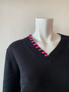 Wispr - Parker Plait V Neck Sweater - Coal