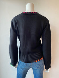 Wispr - Parker Plait V Neck Sweater - Coal