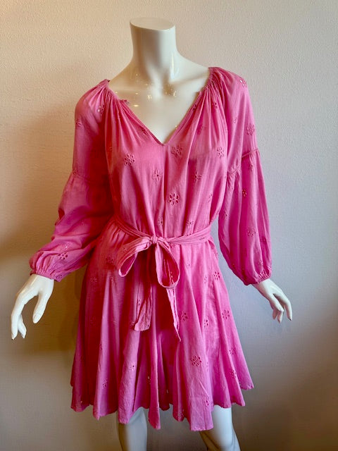 Velvet - Gracie Long Sleeve Eyelet Dress - Pink