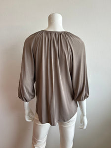 Veronica M- Split Neck Top- Chai