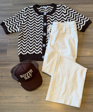 Load image into Gallery viewer, J Society - S/S Chevron Cardi - Chocolate
