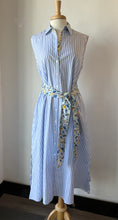Load image into Gallery viewer, Shirty - Sloane Shirt Dress - White/Blue Stripe Floral