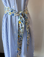 Load image into Gallery viewer, Shirty - Sloane Shirt Dress - White/Blue Stripe Floral