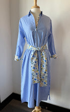 Load image into Gallery viewer, Shirty Luna Shirt Dress - Blue Stripe Floral