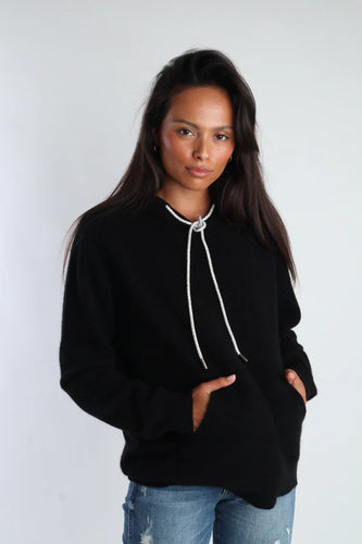 Romi Basha - Rhinestone Cashmere Hoodie - Black