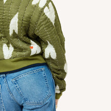 Load image into Gallery viewer, Kerri Rosenthal - Ikat Heart Bomber - Army Green-Natural