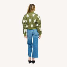 Load image into Gallery viewer, Kerri Rosenthal - Ikat Heart Bomber - Army Green-Natural