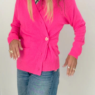Kerri Rosemthal - Jackie Cashmere Button Front Cardigan - Neon Pink