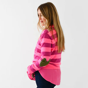 Kerri Rosenthal - Patchwork Pullover - Happy Stripes Neon Pink