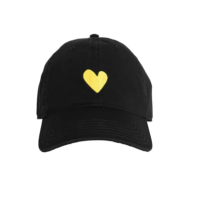 Kerri Rosenthal - Embroidered Heart Hat - Black/Yellow