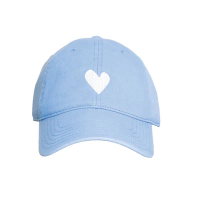 Kerri Rosenthal - Embroidered Heart Hat - Light Blue/White