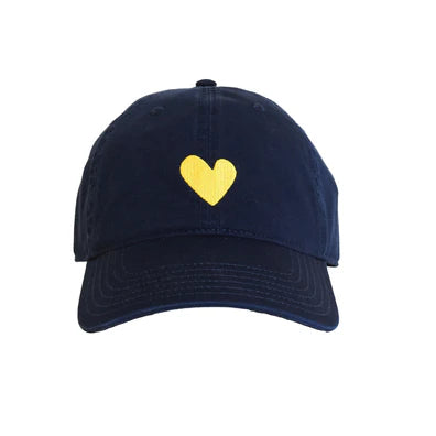 Kerri Rosenthal - Embroidered Heart Hat - Blue/Yellow