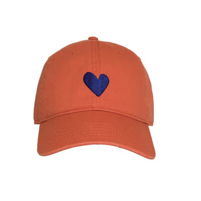 Kerri Rosenthal - Embroidered Heart Hat - Orange/Blue