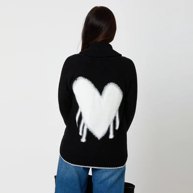 Kerri Rosenthal - Shawl Drippy Heart Cardi - Black & White