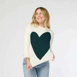 Kerri Rosenthal - Benton Sweater - Imperfect Heart White/Green