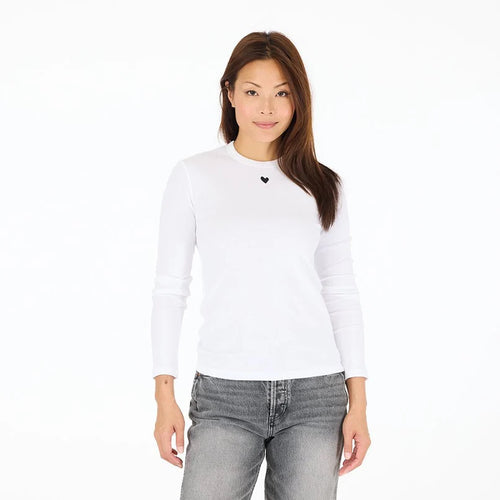 Kerri Rosenthal - Long Sleeve Rib Tee - White