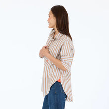 Load image into Gallery viewer, Kerri Rosenthal - Jack Stripe Flannel - Steel Blue/Brown Stripe