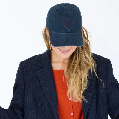 Kerri Rosenthal Women’s Heart Pull On White/Navy Bucket Hat One Size KR Embroidered Heart Baseball Hat Cap 100% Cotton – KERRI  main image 3