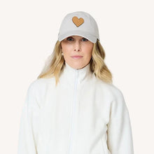 Load image into Gallery viewer, Kerri Rosenthal - KR Imperfect Heart Hat - Light Grey/Camel Leather