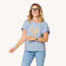 Load image into Gallery viewer, Kerri Rosenthal - Suke Tee Imperfect Heart - French Blue/Latte