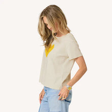 Load image into Gallery viewer, Kerri Rosenthal - Suke Tee Imperfect Heart - Chalk/Golden Yellow