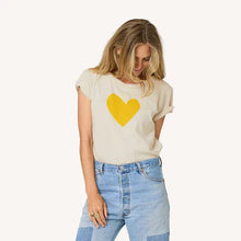 Load image into Gallery viewer, Kerri Rosenthal - Suke Tee Imperfect Heart - Chalk/Golden Yellow