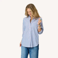 Load image into Gallery viewer, Kerri Rosenthal - Mia Ruffle Cotton Shirt - Multi (Blue/Pink)