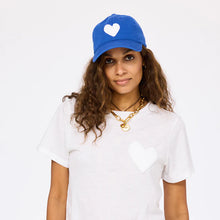 Load image into Gallery viewer, Kerri Rosenthal - KR Imperfect Heart Hat - Bright Blue/White