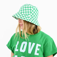 Load image into Gallery viewer, Kerri Rosenthal - Bucket Hat Hearts &amp; Checks - Parrot