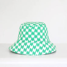 Load image into Gallery viewer, Kerri Rosenthal - Bucket Hat Hearts &amp; Checks - Parrot