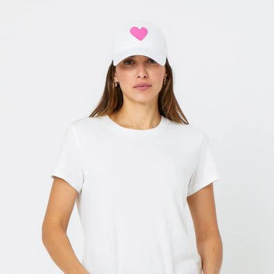 Kerri Rosenthal - Imperfect Heart Hat - White/Neon Pink