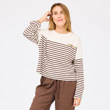 Load image into Gallery viewer, Kerri Rosenthal Artist Long Sleeve Stripe Tee - Cloud - Caramel Earth