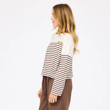Load image into Gallery viewer, Kerri Rosenthal Artist Long Sleeve Stripe Tee - Cloud - Caramel Earth