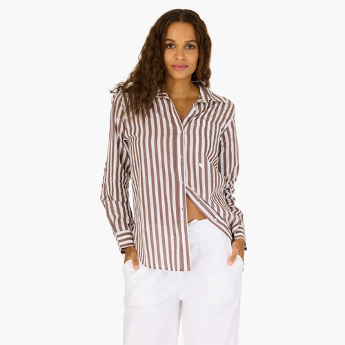 Kerri Rosenthal - Mia Stripe Shirt - Brown