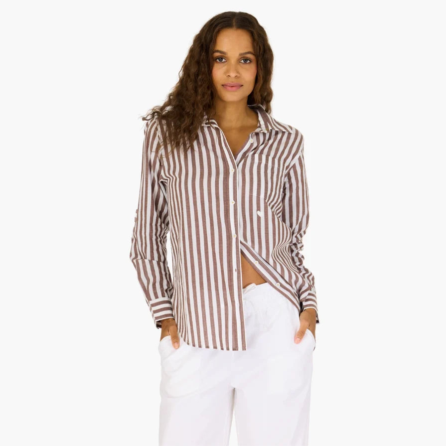 Kerri Rosenthal - Mia Stripe Shirt - Brown