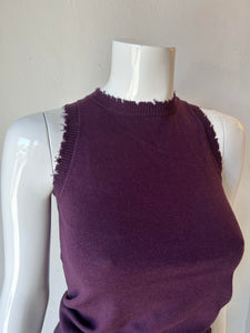 Minnie Rose- Cotton/Cashmere Frayed Tank Loganberry