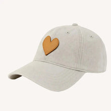 Load image into Gallery viewer, Kerri Rosenthal - KR Imperfect Heart Hat - Light Grey/Camel Leather