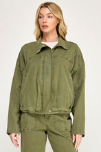 Load image into Gallery viewer, Level 99 - Blake Funnel Neck Bomber Jacket - Olivine