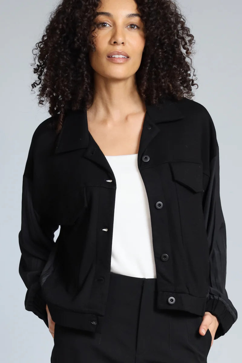 Lola & Sophie Luxe Ponte Hybrid Jean Jacket - Black