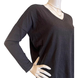 Minnie Rose V Neck Pullover Sweater - Black