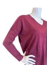 Load image into Gallery viewer, Minnie Rose V Neck Pullover Sweater - Bordeaux