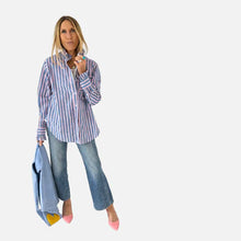 Load image into Gallery viewer, Kerri Rosenthal - Mia Ruffle Cotton Shirt - Multi (Blue/Pink)