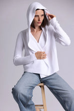 Load image into Gallery viewer, Minnie Rose - Cotton Shaker Hooded Flyaway Cardi - White