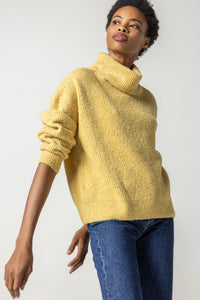 Lilla P - Oversized Ribbed Turtleneck Sweater - Gold Dust