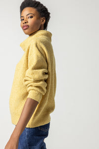 Lilla P - Oversized Ribbed Turtleneck Sweater - Gold Dust