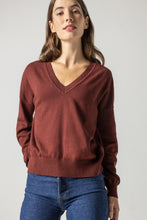 Load image into Gallery viewer, Lilla P - Easy Double V-Neck Sweater - Mahogony
