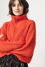 Load image into Gallery viewer, Lilla P - Ribbed Half Zip Sweater - Lava