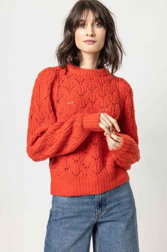 Lilla P - Novelty Stitch Crewneck Sweater - Lava